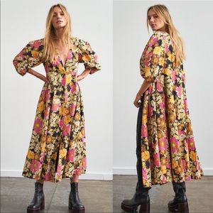 Free People Lydia Printed Floral Midi Dress